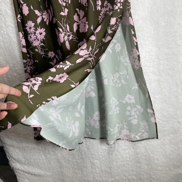 Outerknown Women’s Ellison Slip Dress Small Floral Green Pink Sleeveless Flowy - Picture 4 of 7